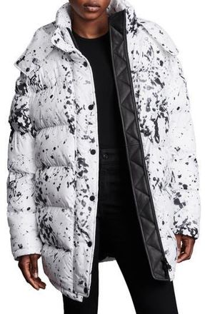 AllSaints Pember Puffer Jacket in Black/White at Nordstrom Rack, Size 0 Us / 4 Uk