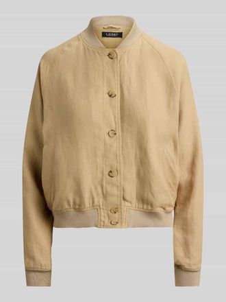Lauren Ralph Lauren Regular Fit Bomberjacke aus reinem Leinen in Mittelbraun, Gr&ouml;&szlig;e 34