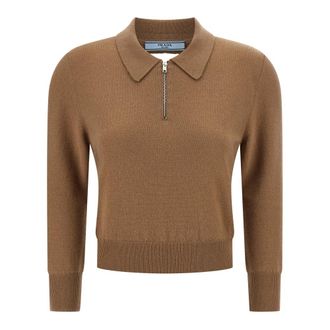 Prada Camisa Polo de Punto de Lana - Tops - Mujer - Marr&oacute;n - L