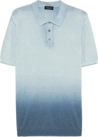 Roberto Collina Polo con effetto consumato - Blu
