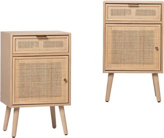 Klast Pack 2 mesitas de noche efecto madera natural 42 x 71 cm