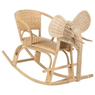 Beliani Silla Mecedora Infantil De Interior Para Ni&ntilde;os Con Forma De Elefante Jard&iacute;n De Rat&aacute;n Natural Ampollino