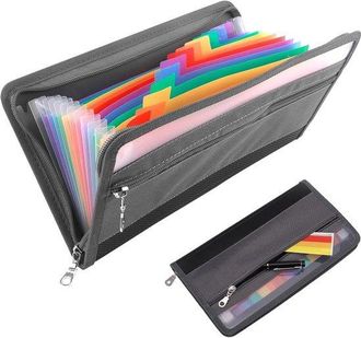 OEM Carpeta Para Documentos A5 Con 13 Compartimentos - Polipropileno - Bolsillo Frontal Y Etiquetas - 29 X 16 Cm