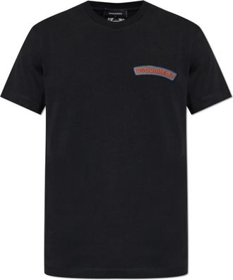 Dsquared2 T-shirt met logopatch - Heren - T-shirts - Zwart - L - Katoen - Tops