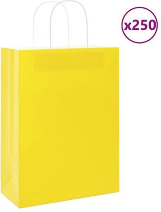 vidaXL Bolsas De Papel Con Asas 250 Uds Amarillas 26x12x35 Cm Vidaxl