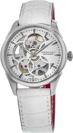 Hamilton Jazzmaster Skeleton Auto Lady White Dial Leather Strap Womens Watch H32405811