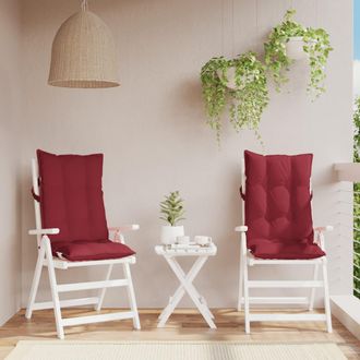vidaXL Cojines De Silla Con Respaldo Alto 2 Uds Tela Oxford Rojo Tinto Vidaxl