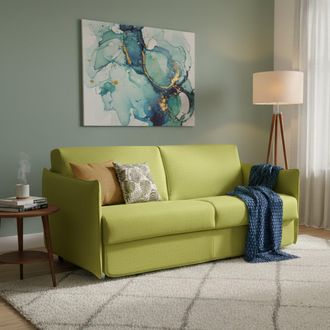 Dmora Sof&aacute; Cama 2 Plazas Trovo, Desenfundable, Con Almacenaje Made In Italy, Apertura Abatible, 180x95 Cm Verde