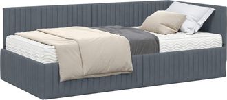 vidaXL Estructura De Cama Esquina Con Colch&oacute;n 2 Uds. Gris Oscuro Vidaxl
