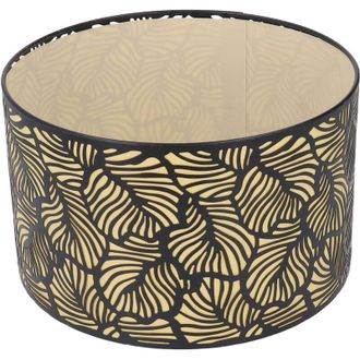 Elle Pantalla De L&aacute;mpara De Metal Hueca Negra Sunxury, Pantalla De L&aacute;mpara De Mesa De Metal, Con Forro Amarillo, Para Base E27 E14