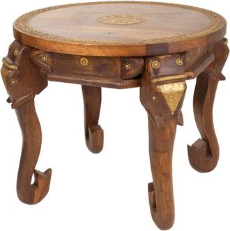 Wanderlust Deco Mesa de centro de madera y metal marrón 52x52x40