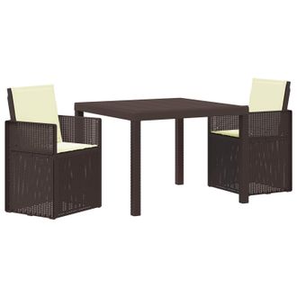 vidaXL Conjunto De Comedor De Jard&iacute;n 3 Uds. Marr&oacute;n Y Crema Pp Vidaxl