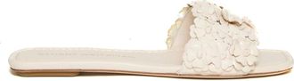 Stuart Weitzman White Rose Ciabatta Loaf Slippers - Dames - Sandalen - Wit - 38 EU - Leer - Schoenen
