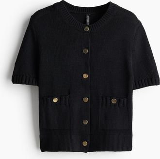 H&M Cardigan mit Kurzarm - Schwarz