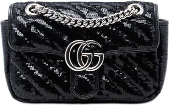 Gucci Pre-owned Gucci Small GG Marmont Matelasse Diagonal Sequin and Leather Torchon Shoulder Bag Ladies 5UMSHONQMIVL0ENB