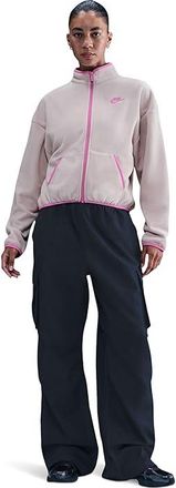 Nike Sportswear Club Fleece Loose Cozy Track Jacket Womens Jacket Silt Red/Playful Pink : 2XL (US 20-22), Polyester