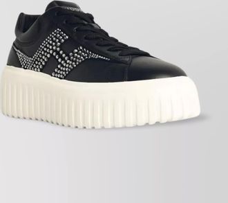 Hogan leather sneakers with platform sole and embellished stripes