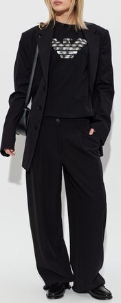 Emporio Armani T-shirt With Printed Logo, Womens, Black