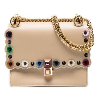 Fendi Pre-owned Fendi Mini Scalloped Leather and Studded Floral Kan I Crossbody Ladies S3ZI6H2JPPYT749Q