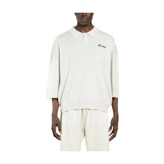 Fear of God Round-neck Knitwear, male, White, Size: 2XL Essentials Logo-embroidered Polo Shirt