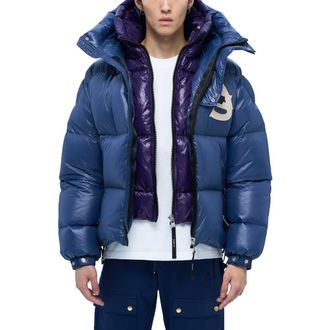 AlphaStyle Kudu Gen Double Hood Puffer Jacket 2.0 in Blue at Nordstrom, Size 3X-Large