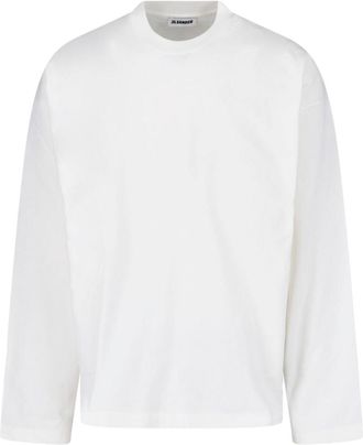 Jil Sander White Crewneck Long-Sleeve Cotton T-Shirt