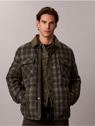 Calvin Klein Jeans Calvin Klein Mens Printed Plaid Down Puffer Jacket - Green - XL