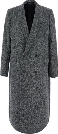 Emporio Armani Double-Breasted Coat - Heren - Mantel - Grijs - M - Wol - Jassen