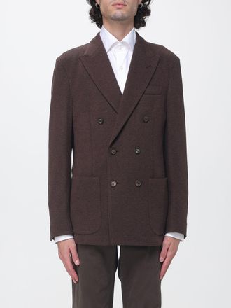 Eleventy Double-Breasted Cashmere and Wool Blend Blazer with Peak Lapels