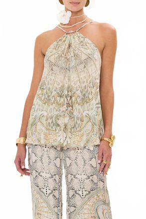 Camilla Gather Neck Hardware Top In Ivory Tower Tales