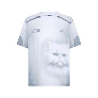 GCDS T-Shirts, male, White, Size: XS Oversize Kitten T-shirt