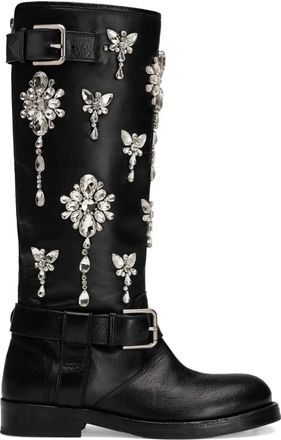 Dolce & Gabbana crystal-embellished buckle boots - women - Acrylic/Lambskin/glass/Horse Leather/Nylon/Goat Skin/CALFSKIN/Thermoplastic Polyuretha