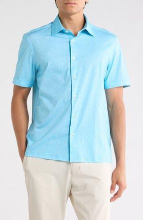 Bugatchi Short Sleeve Woven Shirt in Turquoise at Nordstrom Rack, Size Xxx-Large