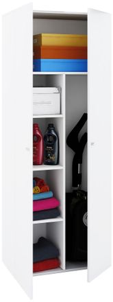 ebuy24 Vcm Gabinete De Escoba De Madera 6 Compartimentos Dimensiones Aprox. An. 70 X Al. 178 X T. 40 Cm Gabinete Dom&eacute;stico Armario Multiusos - Vandol (blanco