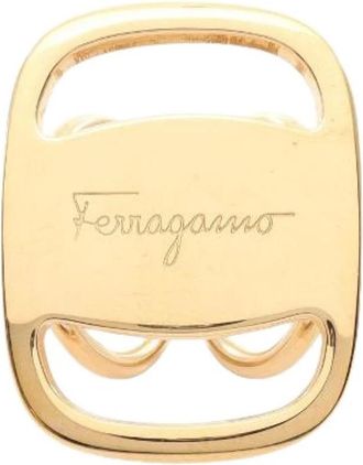 Ferragamo Pre-owned Vara Scarf Ring Accessory - Dames - Vintage Accessoires - Geel - ONE Size - Vintage