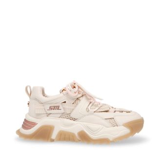 Steve Madden Womens Kingdome Low Top Sneakers in Cream Rose Gld - Size UK 6