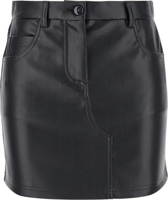 Semicouture Zwarte Eco Leren Mini Rok - Dames - Korte rokken - Zwart - XS - Polyester - Rokken