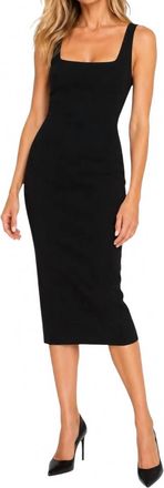 Vince Womens Square Neck Sleeveless Wool Blend Midi Dress In Black