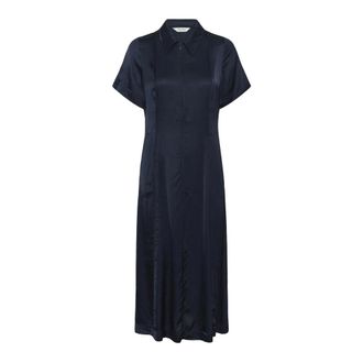 Part Two Midi Dresses, female, Blue, Size: S Elegant Shirt Dress After Midnight