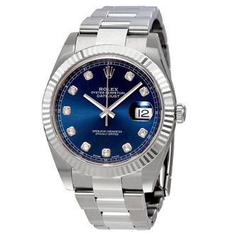 Rolex Pre-owned Rolex Datejust 41 Automatic Diamond Blue Dial Mens Watch 126334BLDO