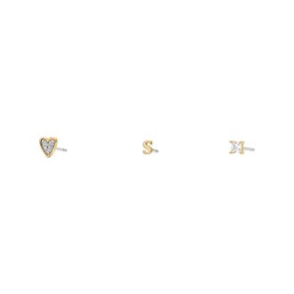 Fossil Womens Initials Gold-Tone Brass Stud Earring Set