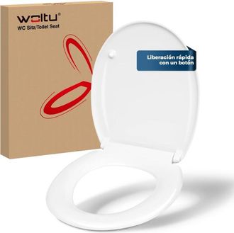 Woltu Asiento De Inodoro De Madera, Forma O, Blanco - Woltu