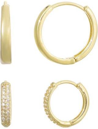 Adornia 2-Pack Assorted Hoop Earrings in Gold at Nordstrom Rack