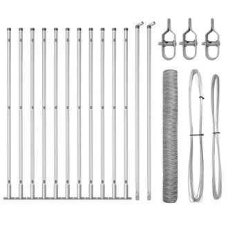 Berkfield Home Hexagon Wire Fence with 7 Flanged Posts 1.2x25 m Steel Silver