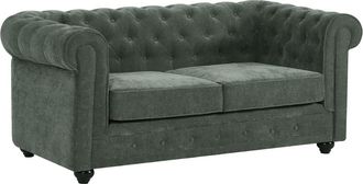 Vente-Unique Sofá de 2 plazas en tela verde CHESTERFIELD