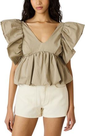 Steve Madden Saskya Babydoll Top in Khaki at Nordstrom, Size X-Small