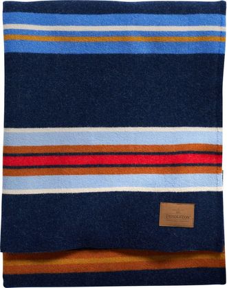 Pendleton Bridger Stripe Wool Blanket in Navy at Nordstrom