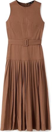 Mango Sleeveless Pleated A-Line Dress in Brown at Nordstrom, Size 8