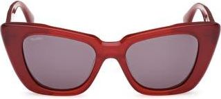 Max Mara Glimpse5 50mm Polarized Butterfly Sunglasses in Shiny Red /Smoke at Nordstrom Rack