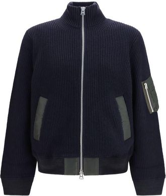 sacai Blue Wool Oves Aries Mens Sweatshirt